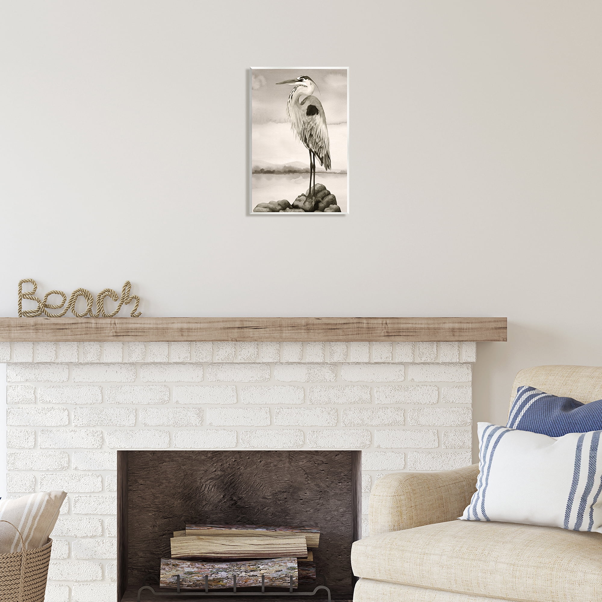 Stupell Industries Grey Heron Perched Animals & Insects Painting Unframed Art Print Wall Art, 10 x 15