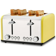 Toaster 4 Slice, CUSIMAX Stainless Steel Toaster, Bread Toasters 4 Extra Wide Slot with Bagel/Defrost/Cancle Function,6 Shade Settings with Removable Crumb Tray
