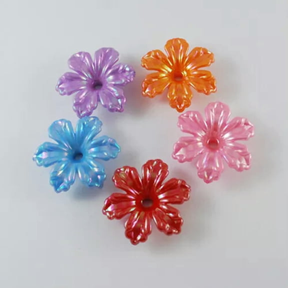 U8MO Acrylic Flower Beads Assorted Flower Bead Lot Jewelry Making Hibiscus 24/50/100-24pcs