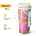thumbnail image 4 of 18oz Travel Coffee Mug, 316 Stainless Steel Vacuum Insulated Tumbler with 2-in-1 Straw Lid & Strap, Liquid & Marble Print, 4 of 6