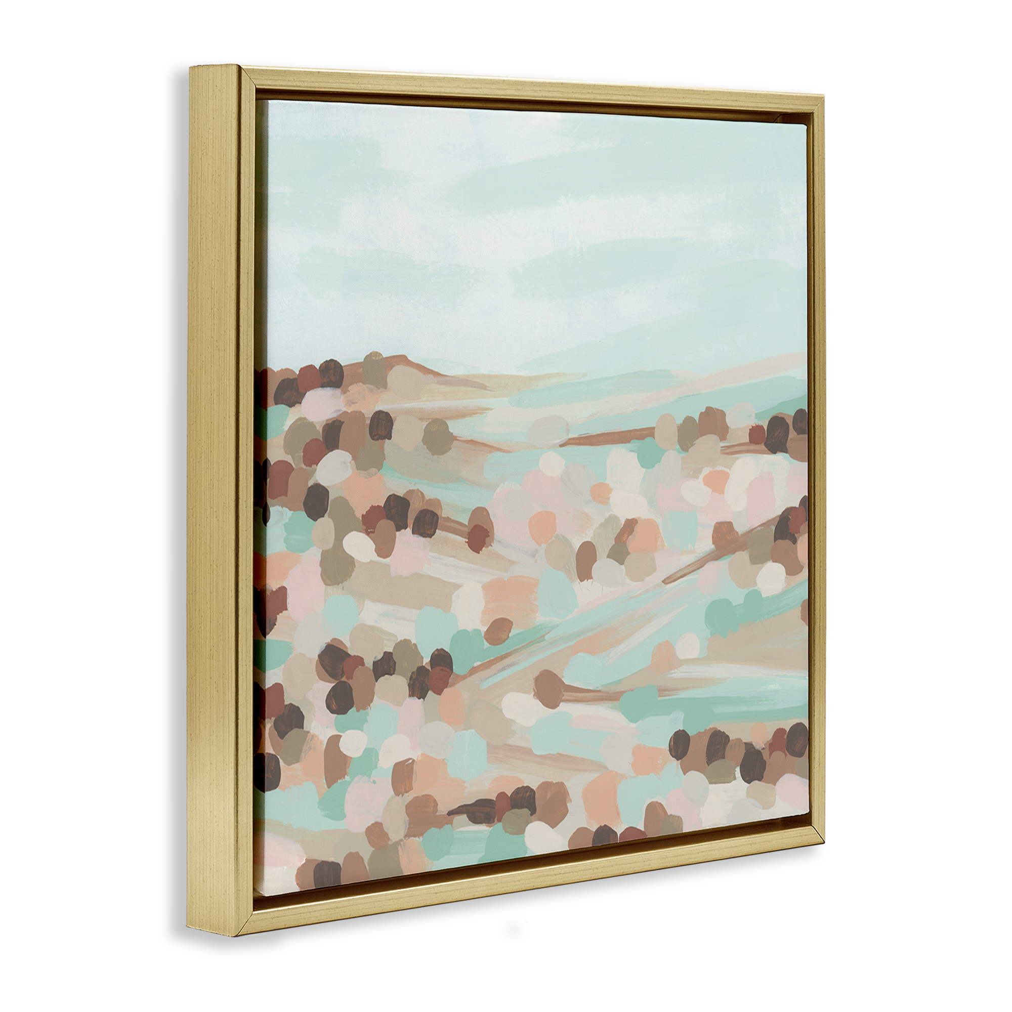 Stupell Industries Impressionist Rural Landscape Landscape Painting Gold Floater Framed Canvas Art Print Wall Art, 25 x 25