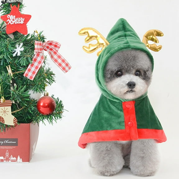 Happy Date Christmas Dog Costume Pet Cat Cape, Funny Puppy Xmas Cloak Holiday Party Cosplay Santa Dress Up Apparel for Cats and Small Dogs