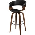 thumbnail image 6 of Walnut Bar Stool With Black Seat. 360 Degree Swivel Feature. Mid-century Modern Style. 41.5 Inches Tall Comfortable Stool. Back And Foot Comfort. Rotation., 6 of 6