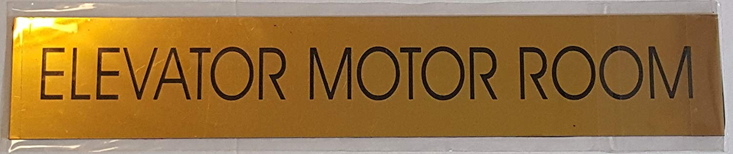 ELEVATOR MOTOR ROOM SIGN - Gold BACKGROUND (ALUMINIUM - 3 X 11 3/4 ...