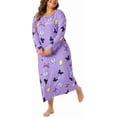thumbnail image 5 of Plus Size Pajamas for Women Crew Neck Long Sleeve Casual Print Sleep Dress Nightgown Sleepwear, 5 of 9