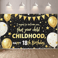 thumbnail image 5 of Black Background Glittery Banner with Golden Balloons and Stars Happy 18th Birthday Theme Childhood Explored Party Decoration Backdrop Photography Props Birthday Party Supplies, 5 of 8