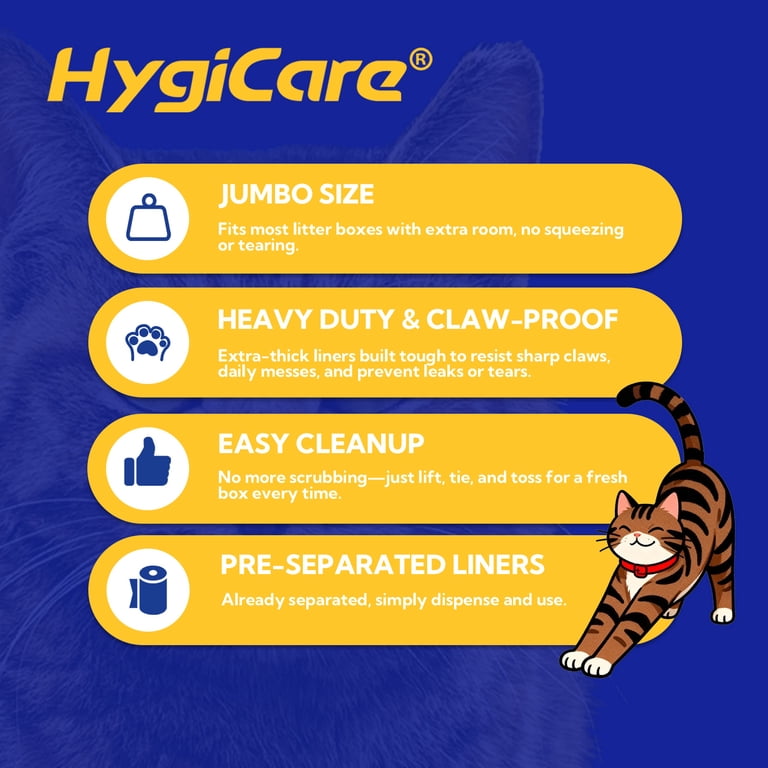 HygiCare Cat Litter Box Liners, 40-Pack Jumbo, Claw-Proof photo 3