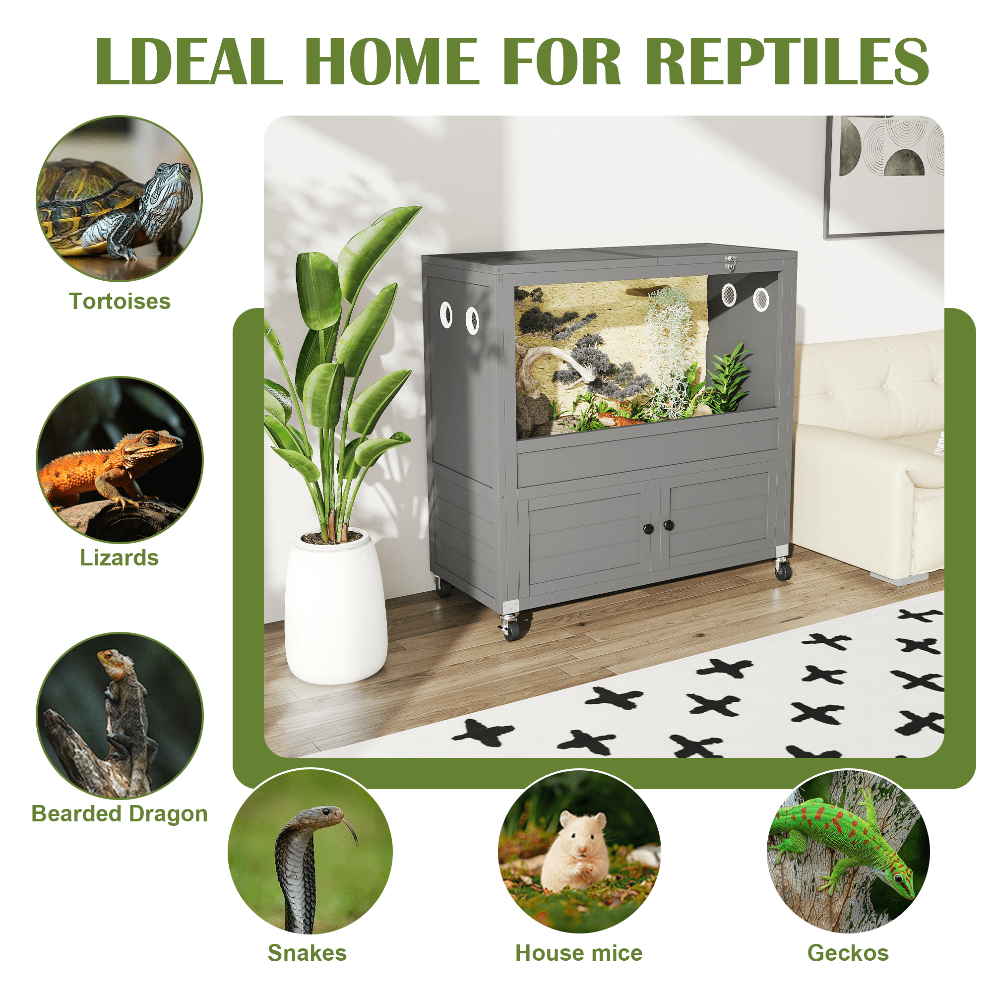WAYTRIM 36 Gallon Reptile Terrarium with Stand