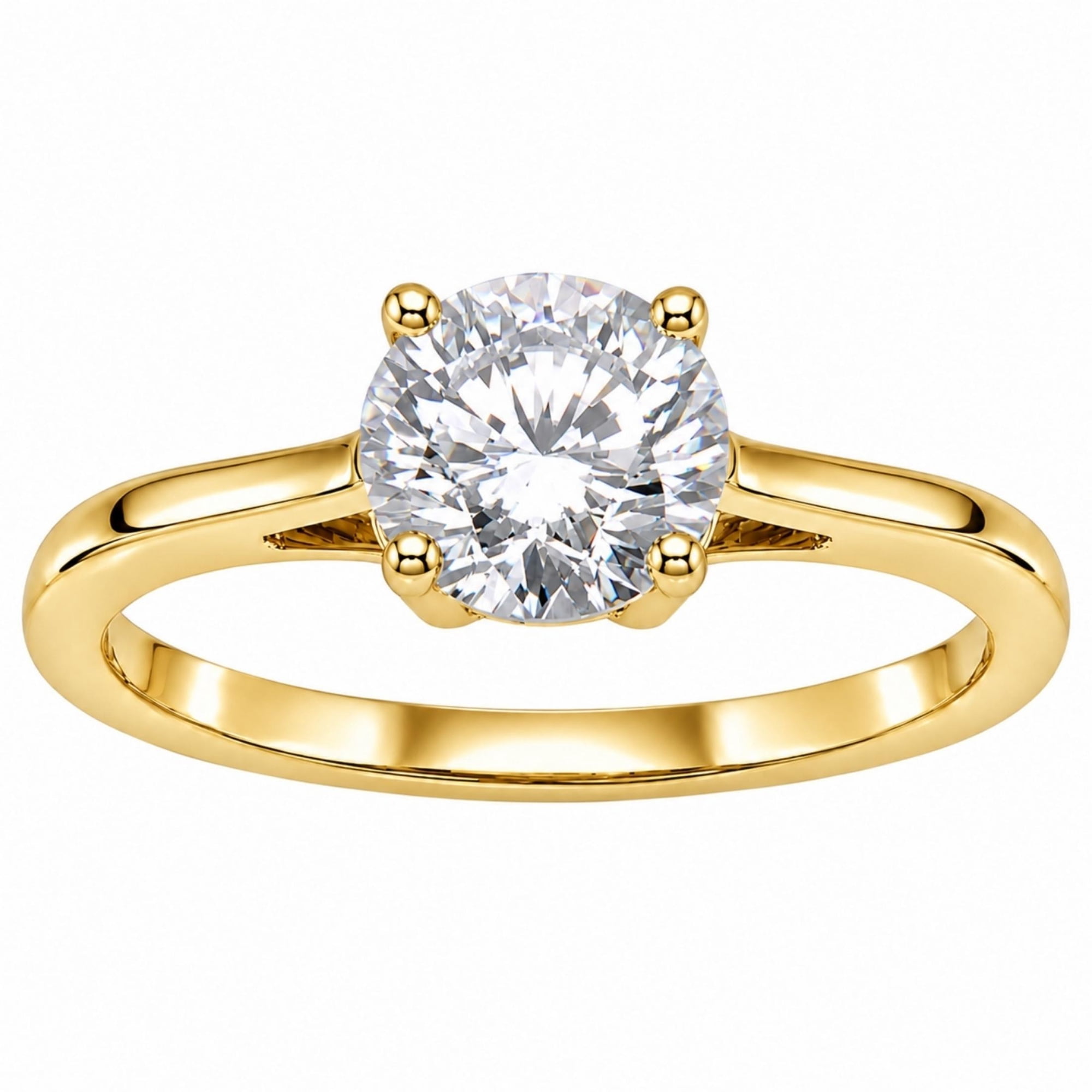 Diamonair Lab-Grown Diamond Solitaire Ring for Women | 14K Yellow Gold | Round Cut | Prong Setting | F Color, VS+ Clarity | 2.00 Total Carat Weight