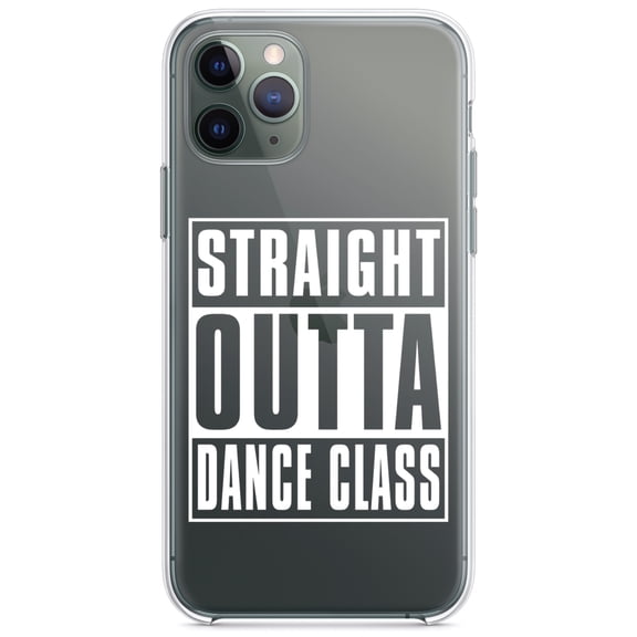 DistinctInk Clear Shockproof Hybrid Case for iPhone 11 (6.1" Screen) - TPU Bumper Acrylic Back Tempered Glass Screen Protector - Straight Outta Dance Class