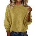 thumbnail image 3 of Danhjin Women's Fuzzy Sweaters Oversized Tops Long Sleeve Crew Neck Casual Pullover Fall Winter Fashion Comfy Soft Shirts Loungewear Outdoor Knitwear Blouses, 3 of 5