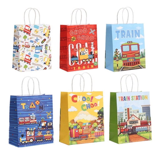 Children's Holiday Party Cartoon Train Kraft Paper Tote Bag Mall Shopping Takeout Bag