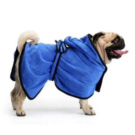 

Dog Drying Towel Bathrobe Quick Drying With Hood Bath Robe Towel Blue/Brown