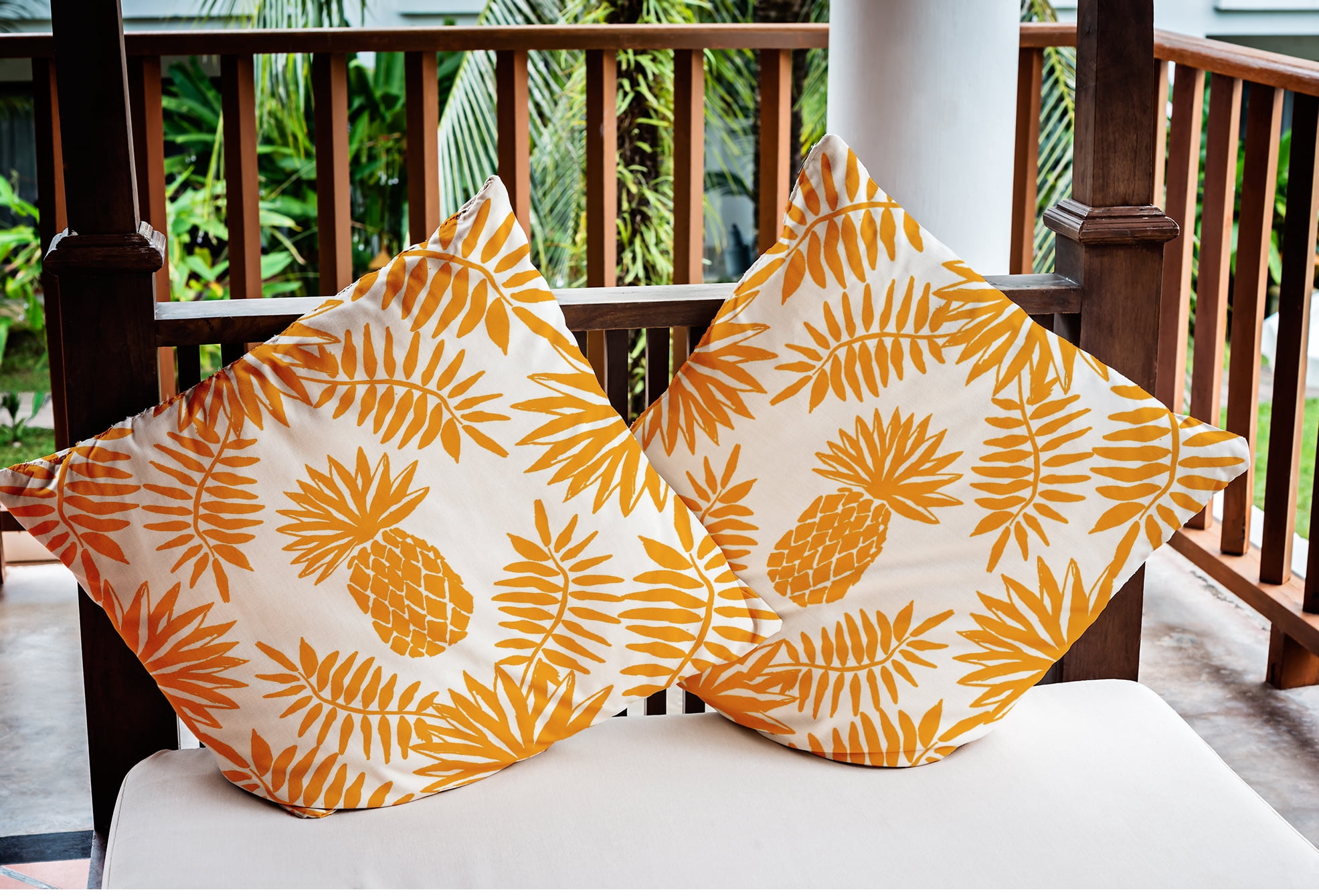 Simply Daisy 18 in x 18 in Tropical Yellow Floral Polyester Throw Pillow