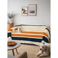 thumbnail image 6 of Orange Blue Stripe Couch Cover for Dogs, Minimalist Farmhouse Stripes Washable Sofa Covers Slipcover for Pets Dogs Futon Cover, Couch Recliner Covers, Oversized Chair Slipcover 71"x91", 6 of 9