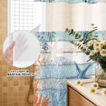 thumbnail image 3 of No Hook Shower Curtain, Teal Blue Coastal Shower Curtains for Bathroom with See Through Top Window, Starfish Coral Shell Wooden Summer Ocean Waterproof & Washable Bath Curtain Long 72"x78", 3 of 9