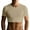 B-Khaki, variant on Tiweut Mens Short Sleeve T Shirt Solid Color Crop Crew Neck Summer Workout Blouse