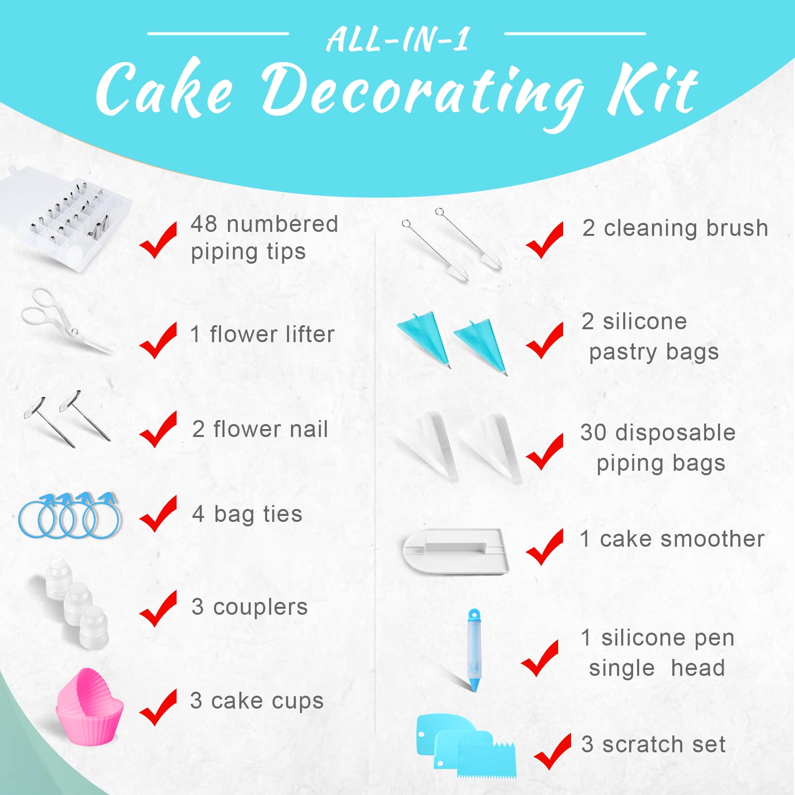 LANNEY Piping Bags and Tips Set 100pcs, 12 Inch Reusable and