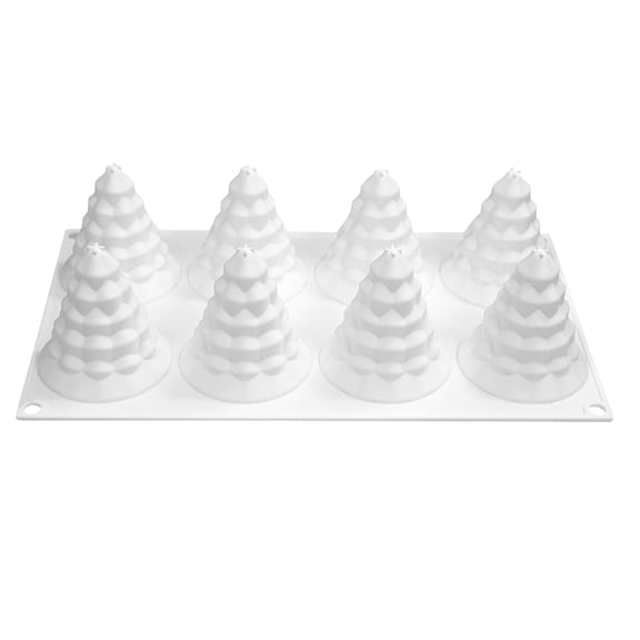 8-Cavity Christmas Tree Silicone Baking Mold - Tree-Shaped Pan for Cakes, Candles, Soap, Chocolate & Ice Cubes