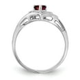 thumbnail image 2 of Solid 14k White Gold 4mm Heart Garnet January Red Gemstone Diamond Engagement Ring Size 7.5 (.012 cttw.), 2 of 6