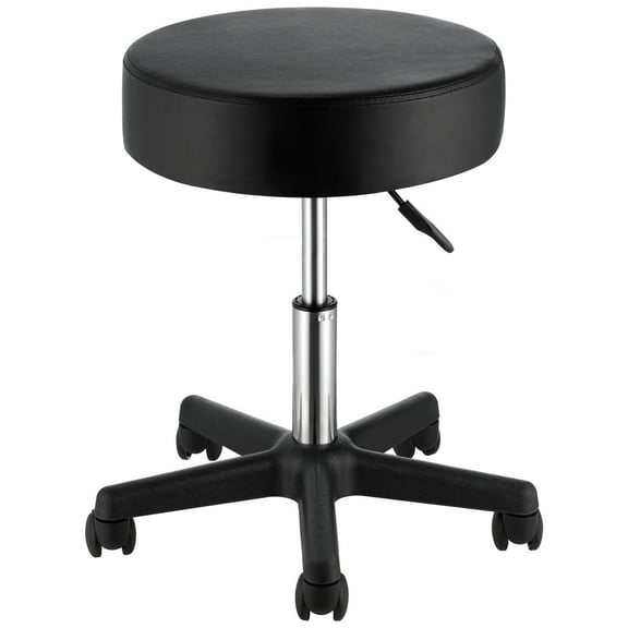 Rolling Stool with Wheels, 400LBS Capacity Adjustable Height Swivel Stool, Thick Cushion for Salon, Office, Home, Black