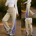 thumbnail image 3 of Lentta Women Wide Leg Track Pants Y2K Parachute Pants Colorblock Baggy Elastic Waist Workout Sweatpants, 3 of 7