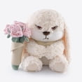 thumbnail image 5 of 11.8" Bunny Plush Stuffed Animal with Removable Pink Rose Bouquet, Ultra-Soft Interactive Cuddly Rabbit Plushie Toy, Perfect Gift for Kids, Adults for Birthday, Valentine's Day Easter and Home Decor, 5 of 6