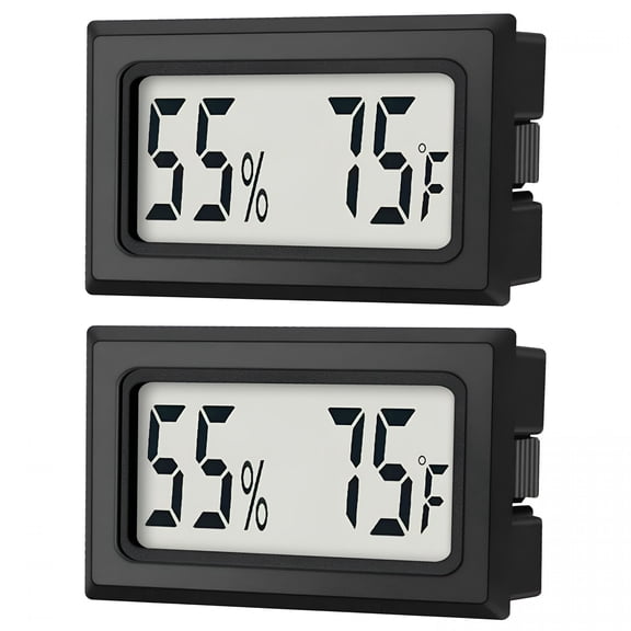 GJX 2-Pack Mini Digital Thermometer Hygrometer Indoor Humidity Monitor Fahrenheit Gauge Meter for Greenhouse Garden Closet
