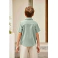 thumbnail image 4 of Arshiner Boys Cotton Linen Cuban Guayabera Shirt Short Sleeve Button Down Shirt Greeen 5-6 Years, 4 of 9