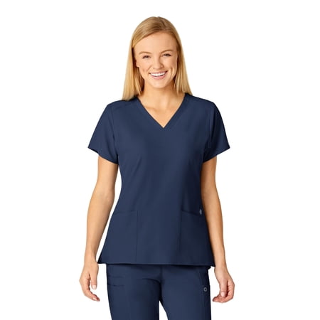 Wink W123 Women's Flex Back Stylized V-Neck Scrub Top, Navy, XXS Womens