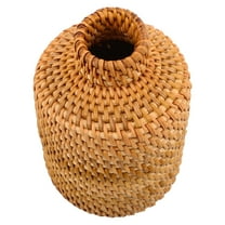 UPOUART Handwoven Rattan Flower Vase Beige Rustic Wicker Plant Pot Decorative Floral Arrangement Container