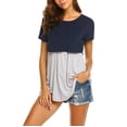 thumbnail image 3 of Danhjin Women's Maternity Nursing Tops - Nursing Tshirt Color Block Maternity Short Sleeve Top for Breastfeeding Pregnancy Shirt Breastfeeding Clothes on, 3 of 5