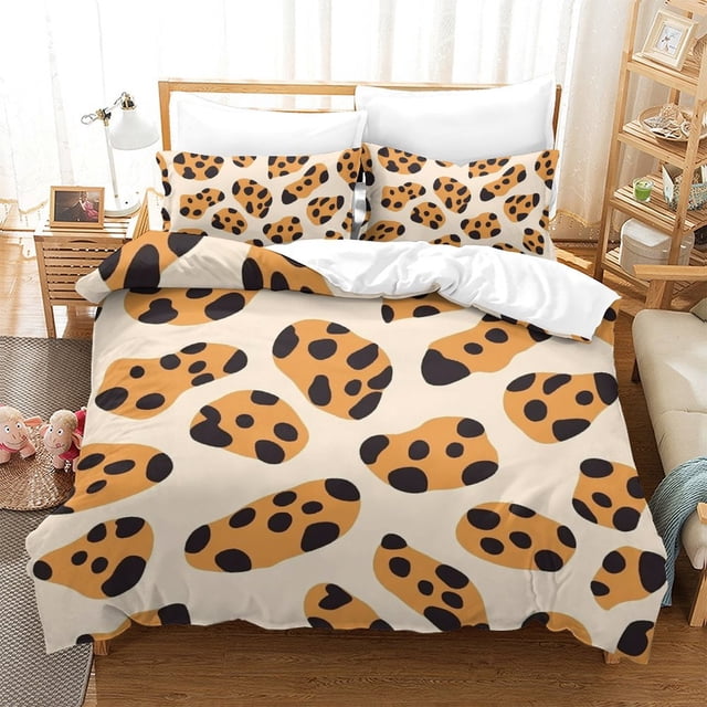Ensemble de Housse de Couette à Imprimé Léopard Coloré, Ensemble de Literie Moderne pour Ados et Adultes, Décor de Chambre, Double (80"x90 Pouces)