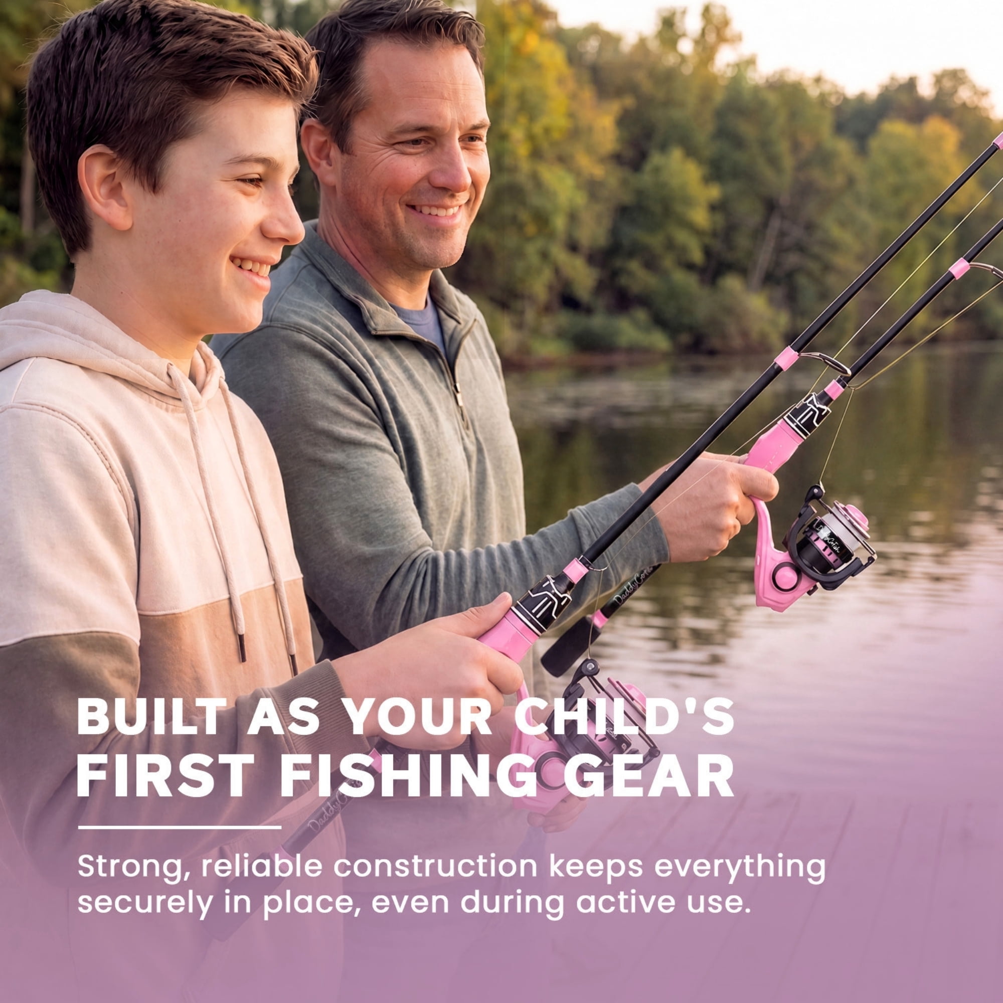 DaddyGoFish Spinning Fishing Rod and Reel Combo Set with Tackle Box | Fishing Pole | Carbon Fiber Telescopic Fishing Rod Kit | Spinning Reel for Travel Saltwater Freshwater Fishing Gear Kit