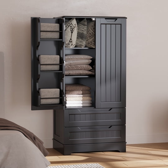 Aiho 47" H Pantry Cabinet with 2 Doors and 1 Drawer, Solid & Sturdy, Storage Cabinet for Entryway, Kitchen - Brown