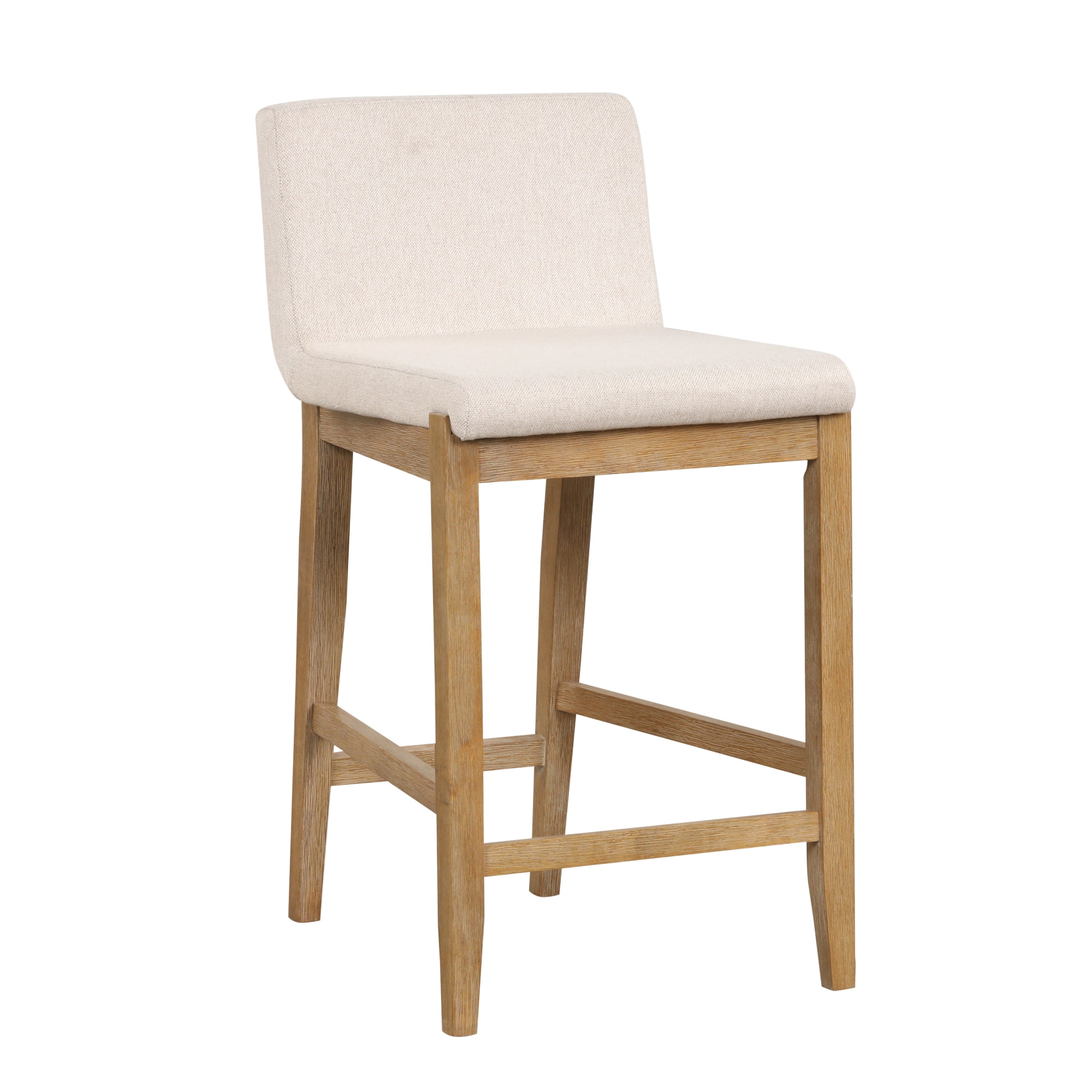Nathan James Gracie Counter Height Upholstered Bar Stool, Natural Flax/Light Brown