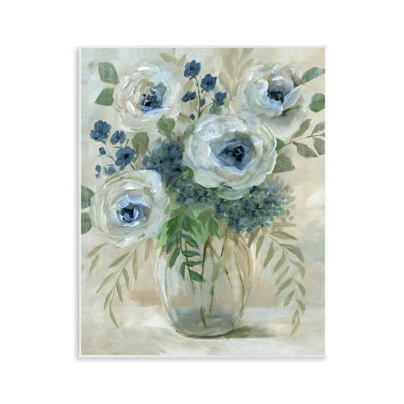 Stupell Industries Roses with Fern Tendrils Floral Painting Unframed Art Print Wall Art, 11 x 14