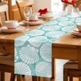 thumbnail image 5 of Table Runners 120 Inches Long Dress Scarves, Teal Scallop Coastal Farmhouse Coffee/Dining/Kitchen Table Decor Table Runner for Living Room, Summer Beach Nautical 13x120 Inch, 5 of 9