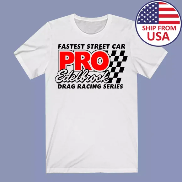 Edelbrock Drag Racing Men's White T-Shirt ,Christmas T-Shirt , Retro Cartoon T-Shirt