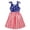 Flag Stripes, variant on Girls Dresses Sleeveless Summer Dress Bowknot Strap Stripe V Neck Sundress Blue 3-10T