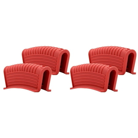 

Mnjin Silicone Assist Hot Pan Handle Holder Hot Skillet Handle Covers Pot Clip Red