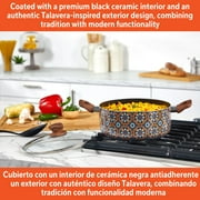 IMUSA 4.8qt Talavera Aluminum Black Ceramic Dutch Oven with Glass Lid & Wood Look Handles