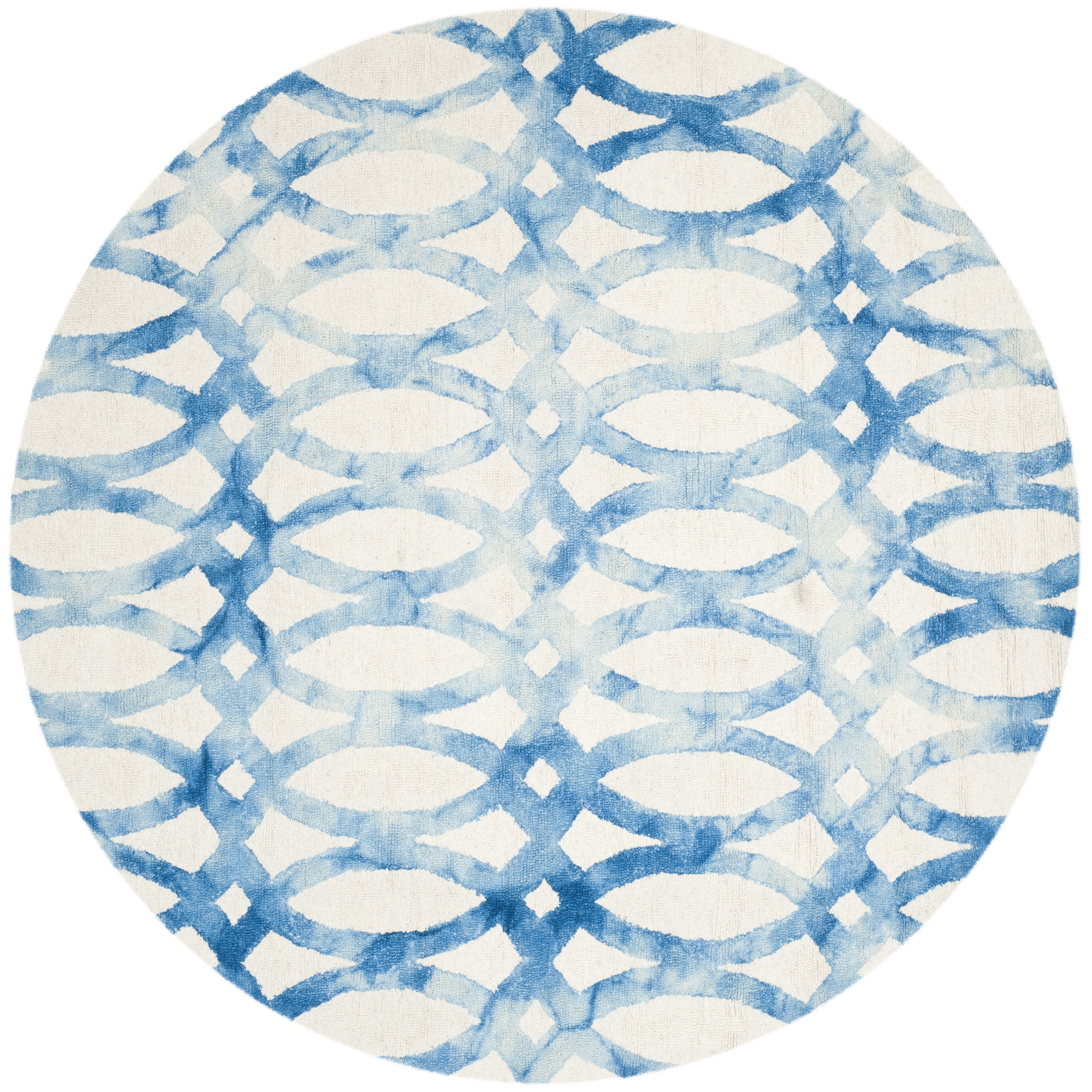 Safavieh Dip Dye Rosanne Distressed Area Rug, Ivory/Blue, 5' x 5' Round