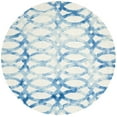 thumbnail image 2 of Safavieh Dip Dye Rosanne Distressed Area Rug, Ivory/Blue, 5' x 5' Round, 2 of 8