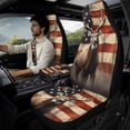 thumbnail image 2 of Xoenoiee Deer American Flag Print 5 Pieces Car Accessories with 2 Car Seat Covers 2 Seatbelt Cover 1 Auto Armrest Cover, PU Leather Vehicle Interior Accessories Protector for SUV Van, 2 of 7