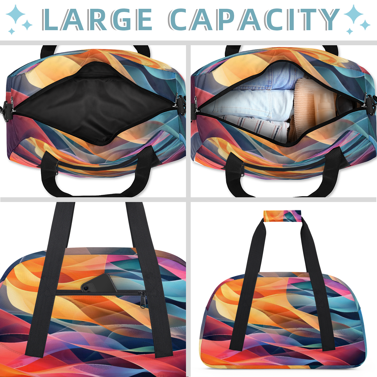 Herdesigns Sports Duffle Bags Travel Duffle Bag Gym Bag Modern Stripe Abstract Weekender Travel Bag Waterproof Overnight Bag Carry On Travel Tote Bag Dance Bags