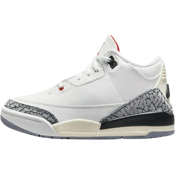 Jordan Little Kids 3 Retro Shoes, 13.5C, Summit White/ Fire Red