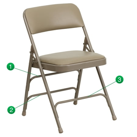 Flash Furniture HERCULES Series Curved Triple Braced and Double Hinged Vinyl Upholstered Metal Folding Chair, Multiple