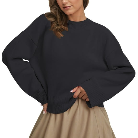 Womens Sweaters Fall Sweaters for Women Women's Oversized Knit Sweater Long Sleeve Casual Round Neck Pullover Soft Comfortable Loose Fit Tops Winter Fall Fashion