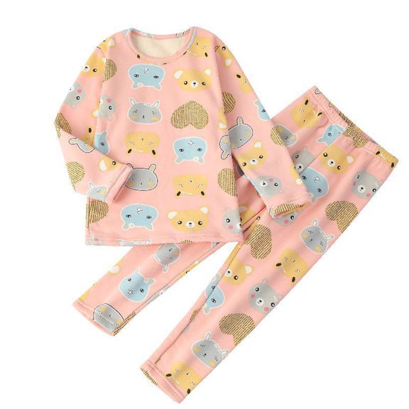 Qudderr 1-12T Boys Girls Thermal Underwear Set for Toddler Kids Long Johns Set Baby Fleece Lined Fall Winter Thermals Outfits for Boys Girls